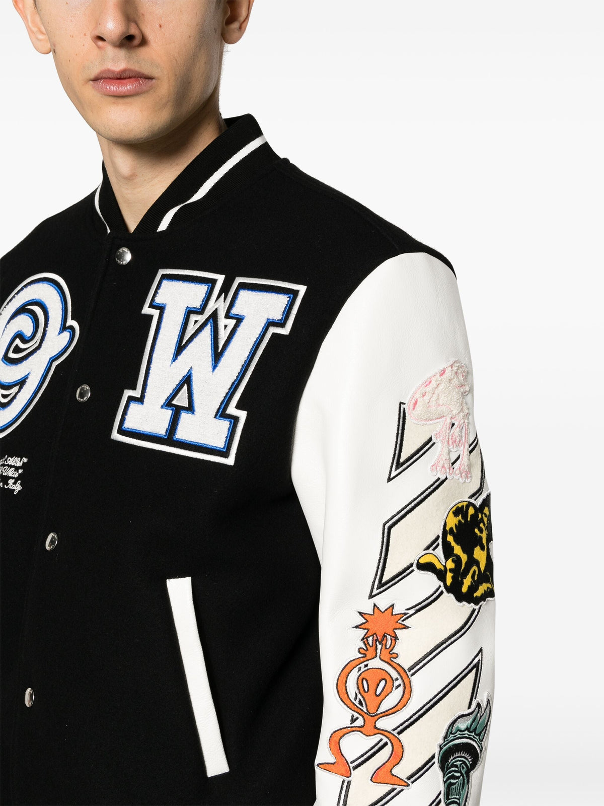 Off‑White Multi‑Patch Varsity Jacket