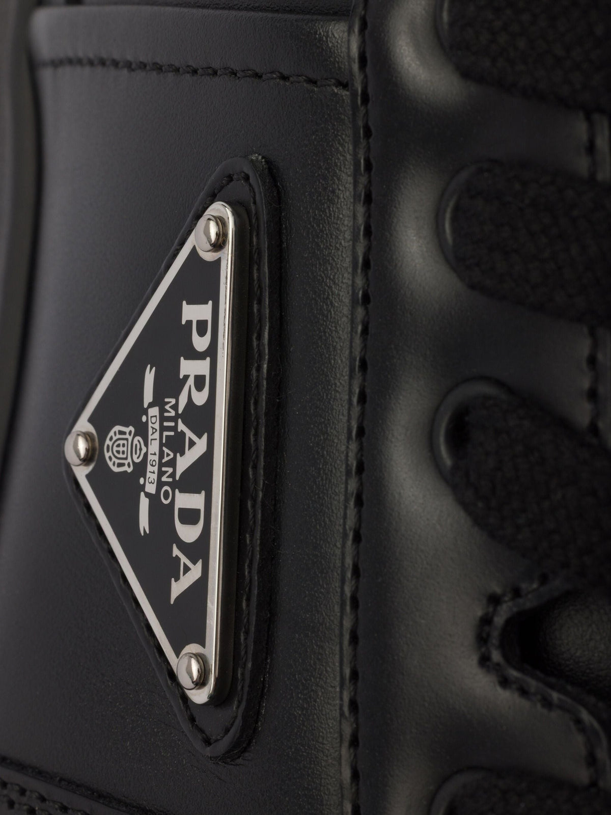 Prada Downtown Leather Sneakers Black