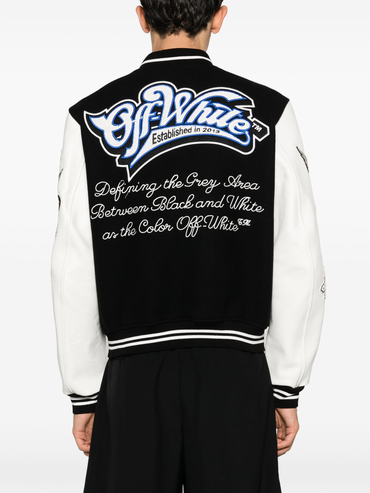 Off‑White Multi‑Patch Varsity Jacket