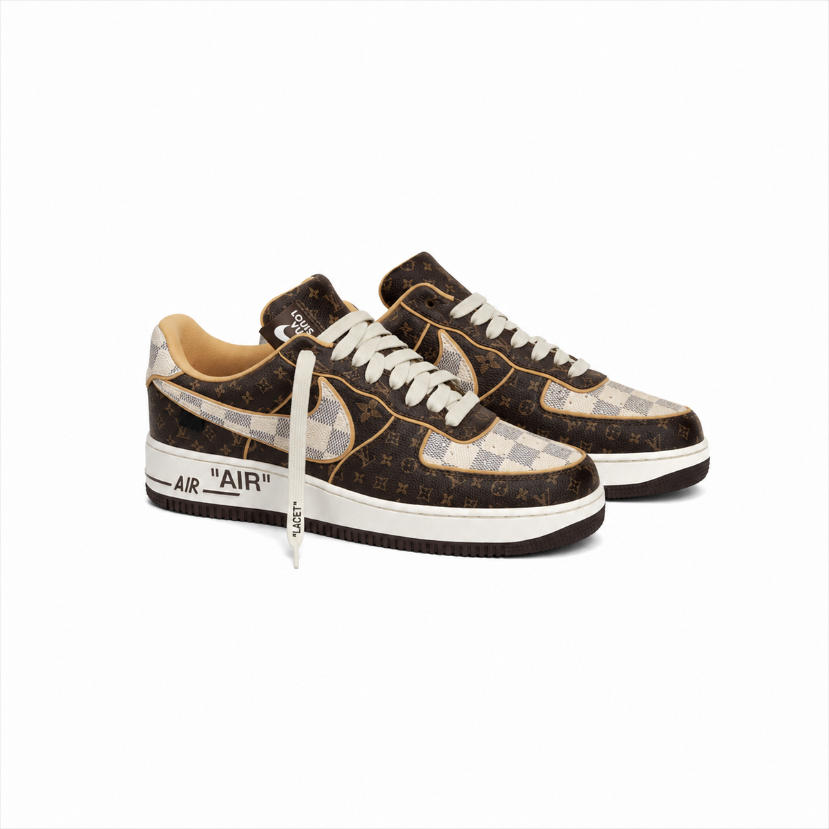 AF1 × LV Monogram Brown Damier Azur