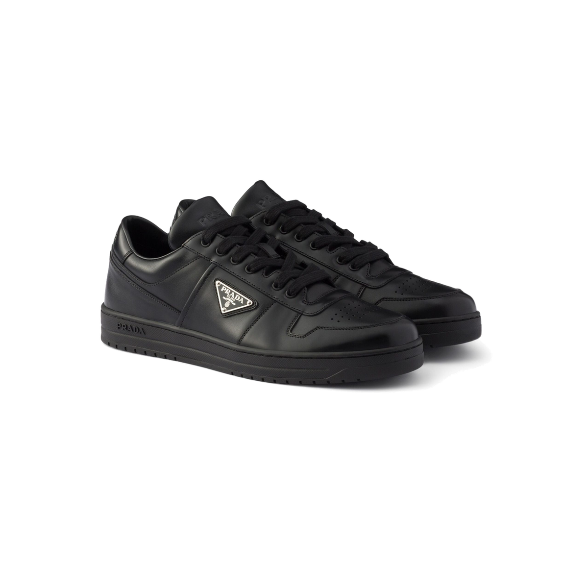 Prada Downtown Leather Sneakers Black