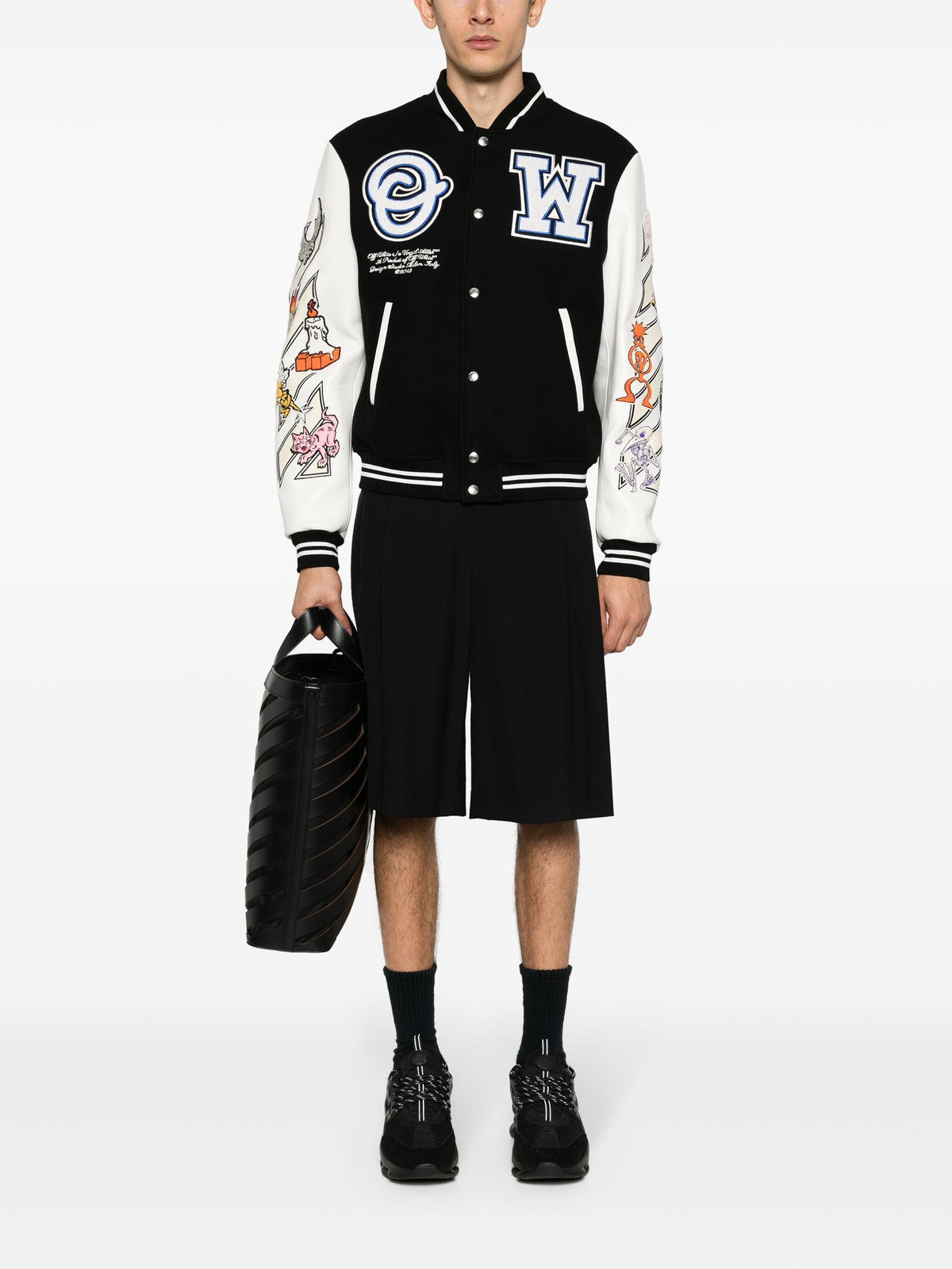 Off‑White Multi‑Patch Varsity Jacket