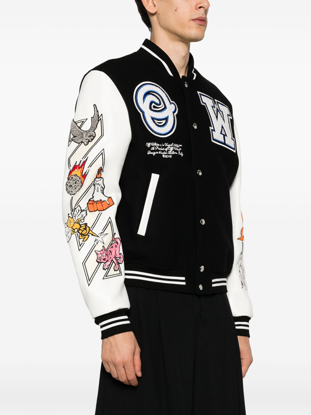 Off‑White Multi‑Patch Varsity Jacket